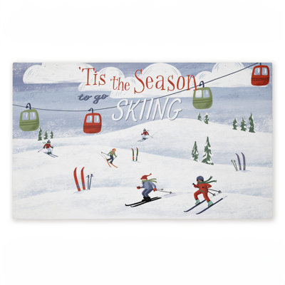 Tis The Season Ski Slopes Printed Outdoor Door Mat, design by Caverly Smith, 18"x30"