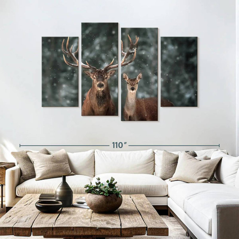 Couple de cerfs, H 54 po x l 84 po