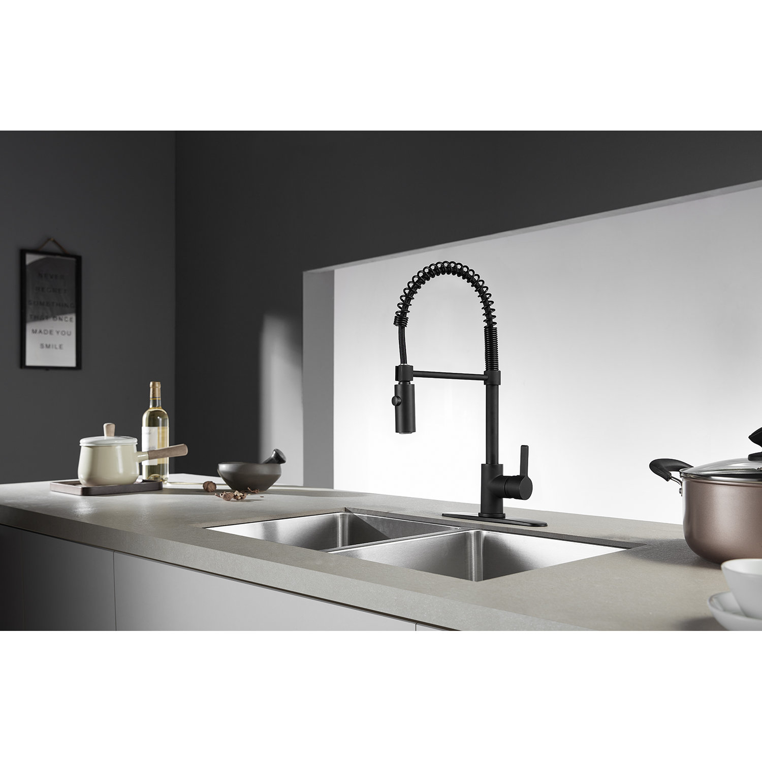 Kingston Brass Continental Pre-Rinse Faucet, Matte Black