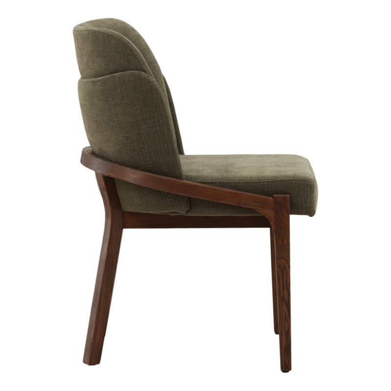 Jacquelyn Elm Upholstered Dining Chair, Off-white, Brown, Forest