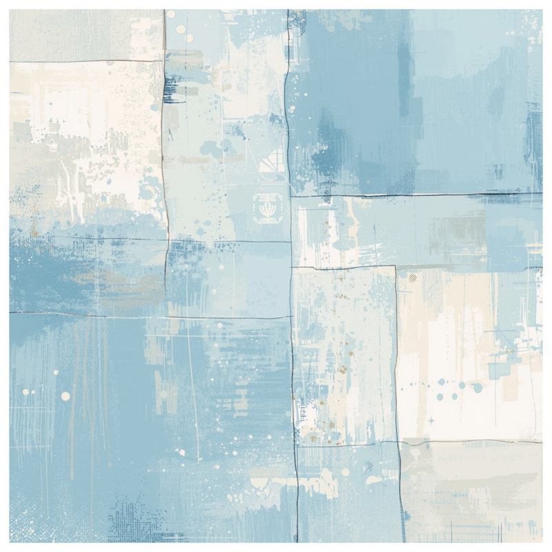 Blue Abstract Patchwork Double Sided Throw Pillows, 14 x 14 inches