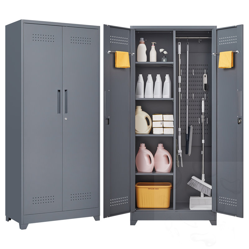 Armoires de rangement en métal avec tablettes réglables, Gray