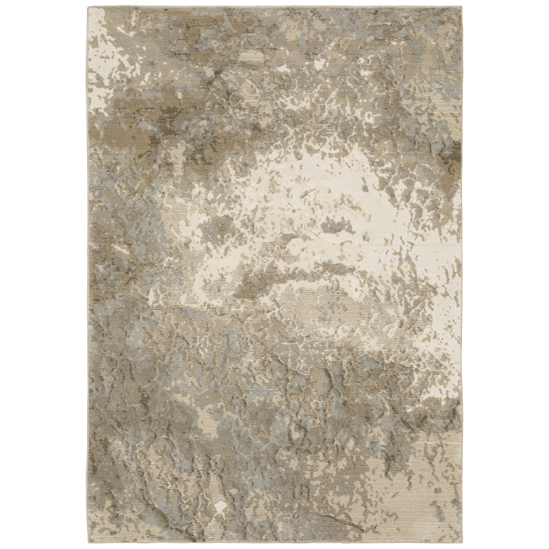 Tapis beige à motif abstrait Ronny, Rectangle 6 pi 7 po x 9 pi 6 po