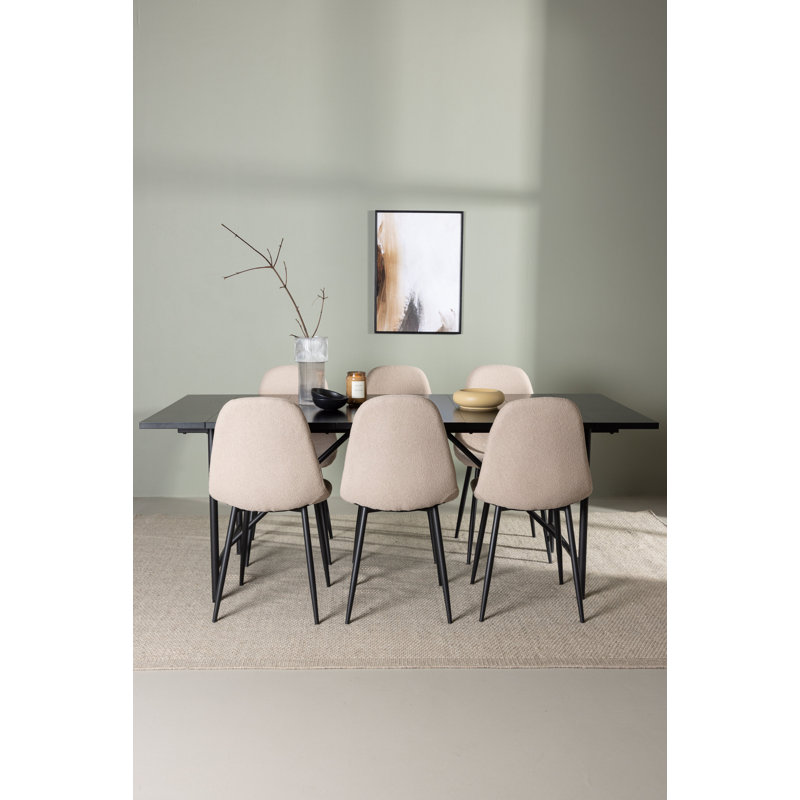 Castellanos 6 - Person Dining Set, Beige, Beige