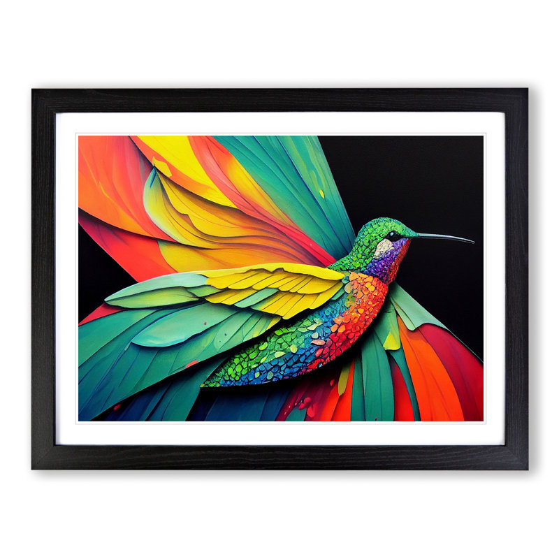 Hummingbird In Colour Vol.3 Abstract - Single Picture Frame Print, 46cm H x 64cm W x 2cm D, Black