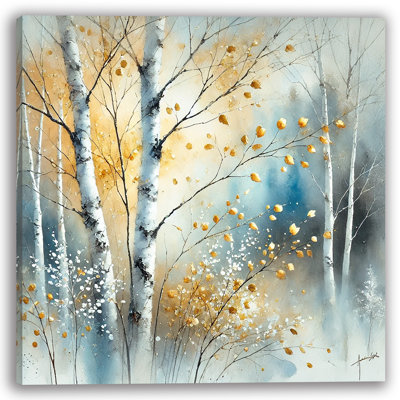 Bouleaux dorés avec brise d'automne - Art sur toile tendue