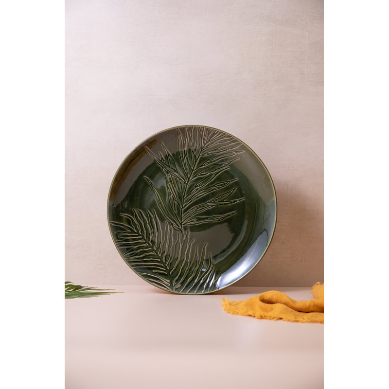 Mikasa Jardin Stoneware Round Serving Platter, 35.5cm, Green