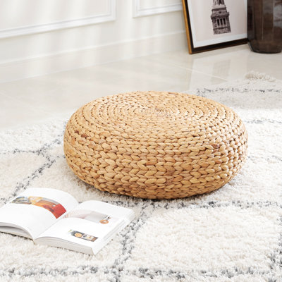 Ludmila Water Hyacinth Tatami Floor Cushion (16” X 16” X 6”, Natural Brown) by Bayou Breeze