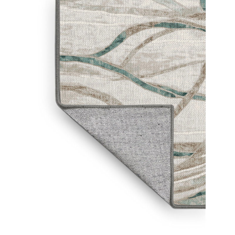 Machine Washable Gray Area Rug, Round 5'