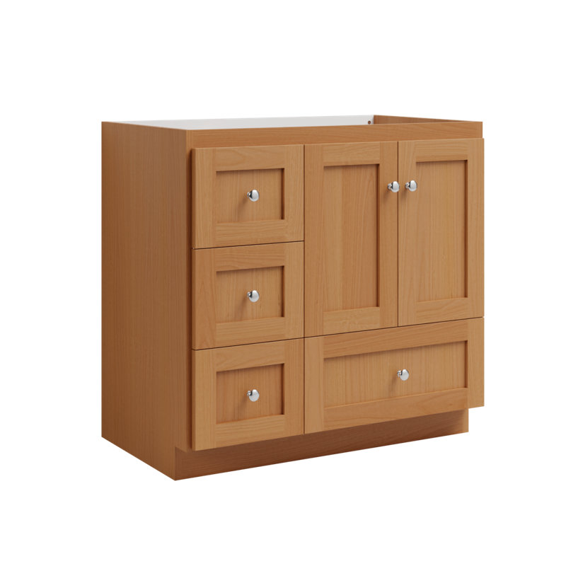 Shaker 36 in. W x 21 in. D x 34.5 in. H Bath Vanity Cabinet without Top in Natural Alder, Natural alder