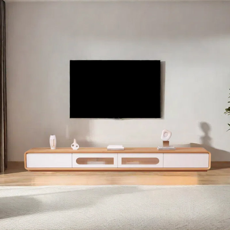 Log style simple design sense TV cabinet, 94.48"