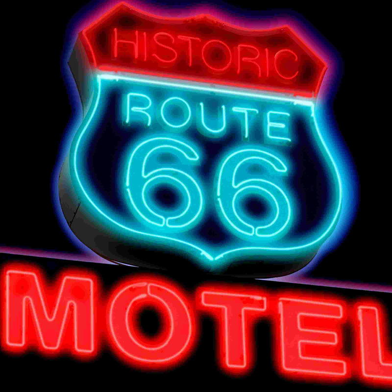 Route 66 Neon - reproduction sur toile tendue, H 12 po x l 12 po