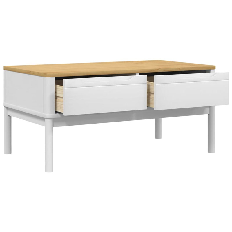 Patrika Solid Wood Four Leg Coffee Table with Storage, White