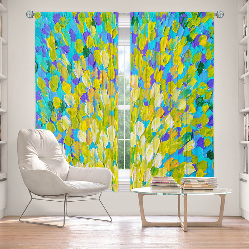 Room Darkening Curtain Pair, 40" W x 52" L, Yellow/Green/Blue/Purple