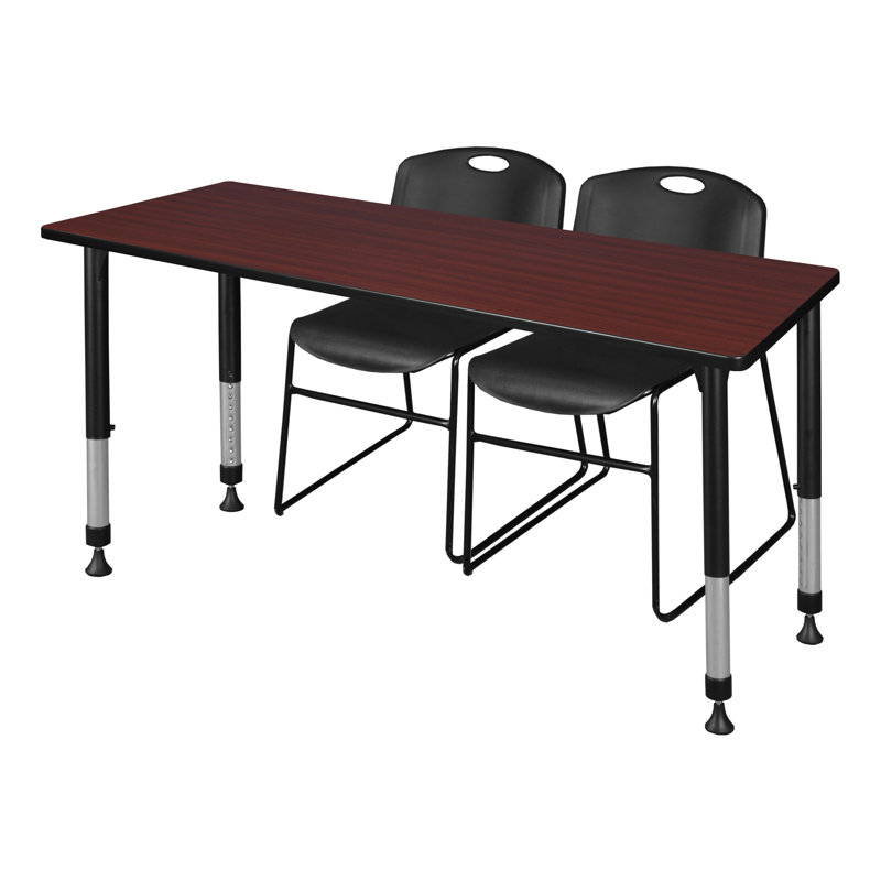 Table de formation réglable en hauteur Kee, Acajou / Noir, H 34 po x L 72 po x l 30 po