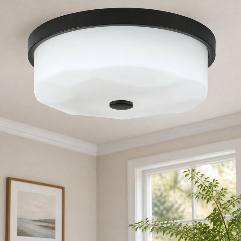 Plafonnier encastré Wavy White Shade 12,2 pouces à intensité variable avec télécommande