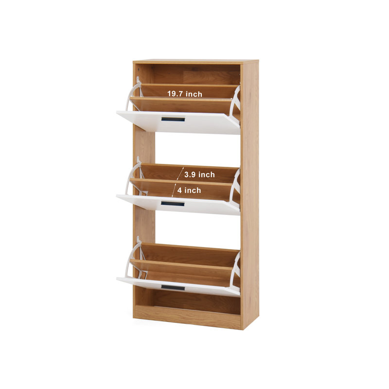 Armoire de rangement pour chaussures avec 3 tiroirs rabattables, Naturel
