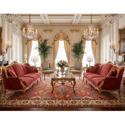 Terra Cotta Oushak Wool Rug with Ivory Border – Hand-Knotted Traditional Floral Area Carpet
