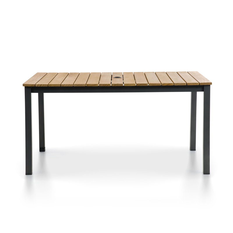 Rectangular Metal Outdoor Dining Table With Umbrella Hole , 59'' in. W 35.5'' in. D