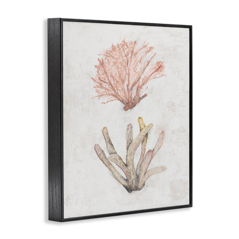  «Peach Coral P pièces», art de la giclée encadrée par Filippo Ioco, H 14 po x l 11 po, Giclée encadrée noir minuit