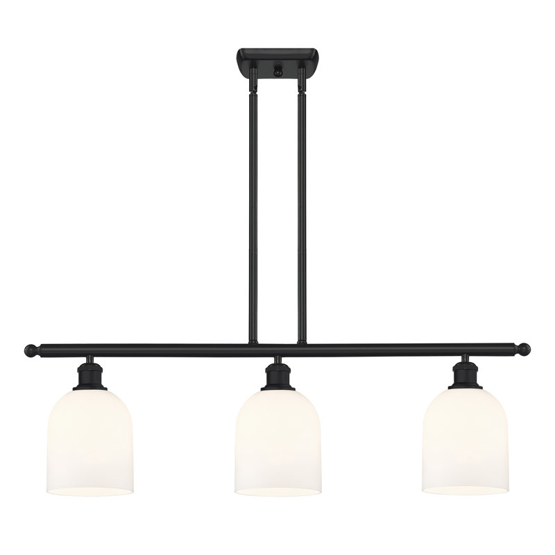 Luminaire suspendu pour îlot de cuisine 3 lumières Odaniel, Noir mat, Blanc lustré