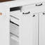 Wheeled Mobile Kitchen Island, Extendable Dining Table, Three-Tier Pull-Out Spice Rack, Trash Can Storage Cabinet – Ideal For Kitchens And Dining Rooms.
