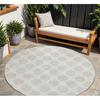 Tapis rond ivoire intérieur lavable à pois 8 pi