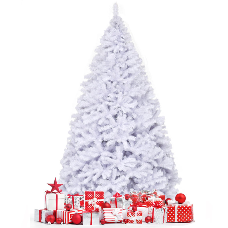 Arbre de Noël régulier blanc en PVC artificiel, H 9 pi