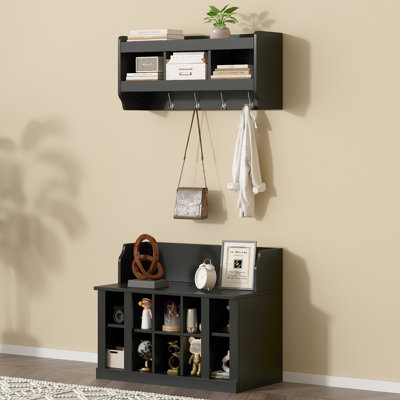 Banc de rangement pour chaussures avec portemanteau mural pour couloir