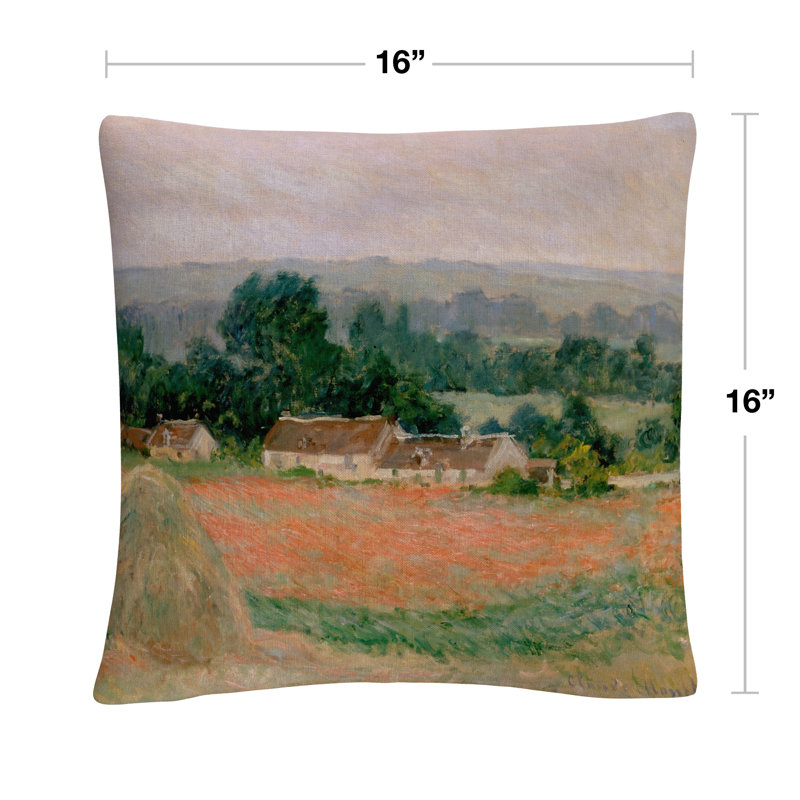 Monet Haystacks at Giverny 16" Square Polyester Throw Pillow