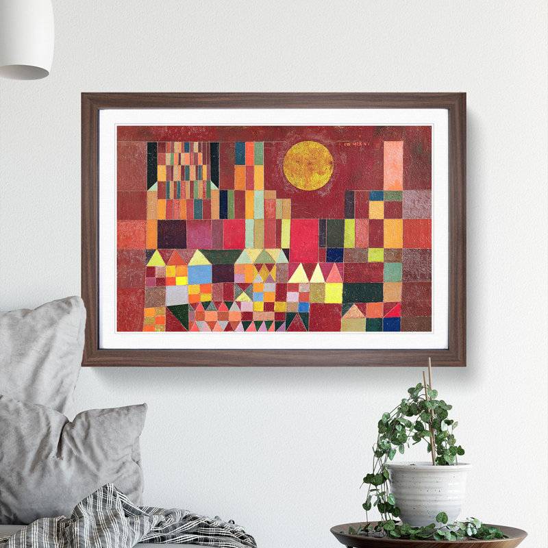Slot Og Sol by Paul Klee - Picture Frame Painting, 27cm H x 36cm W x 2cm D, Walnut Framed