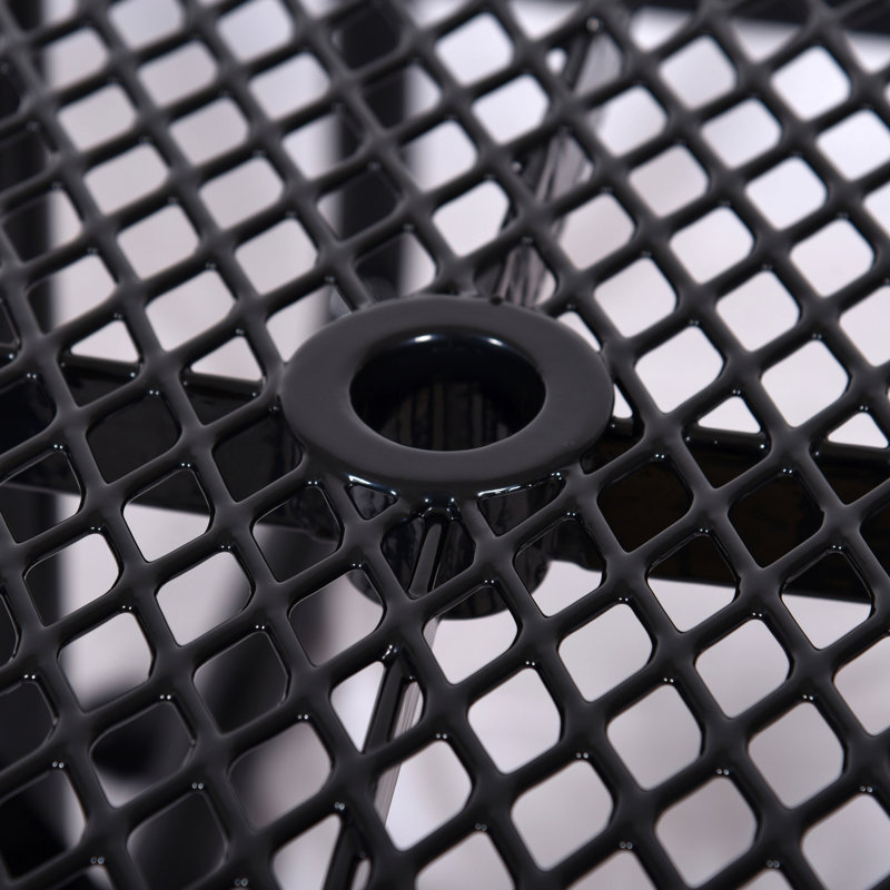 Table de pique-nique carrée en acier pour l'extérieur 46 ", avec parasol, Noir