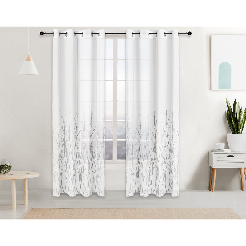Semi Sheer Curtain Single Panel, Light Gray