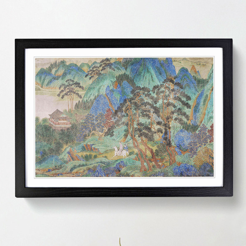 Landscape by Qiu Ying - Framed Print, 36cm H x 48cm W x 2cm D, Black Framed
