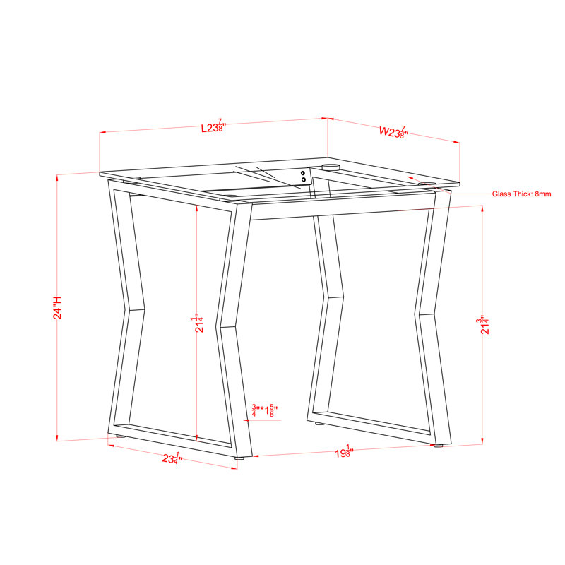 Table de bout Xander, Plateau transparent / base chromée