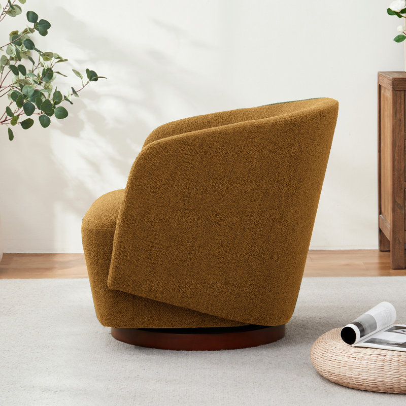 Fauteuil d'appoint pivotant rembourré Caysey Boucle, Jaune