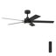 Ventilateur de plafond noir mat intérieur / extérieur 52 po avec DEL intégrée 3000K avec télécommande Cory-529630452-529630455