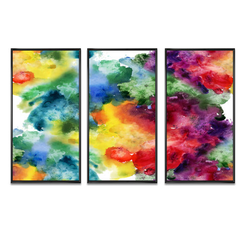 Orren Ellis Abstract Watercolor Texture - Abstract Framed Canvas Wall ...