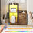 38" Printer Stand with LED Lights &  Charging Station, Large 4-Tier Printer Table with Storage Shelf & Drawers, Industrial Office Desk Organizer for Fax Machine, Shredder & PC Tower-2073640537