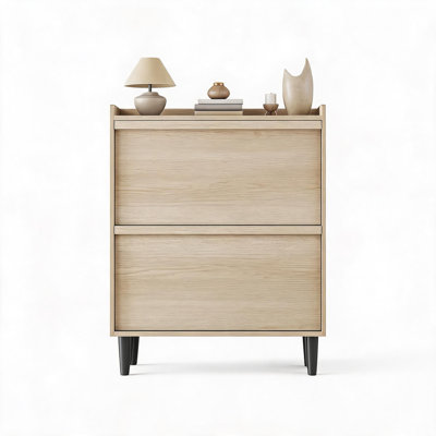 Meuble à chaussures, meuble à chaussures mince et autoportant en bois avec tiroirs rabattables et étagères réglables, unité de rangement dissimulée et peu encombrante pour entrée, couloir et chambre