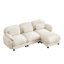 Canapé d'angle modulaire 3 places Cloud Feel, chenille beige, avec pouf-1177633484-1177633487