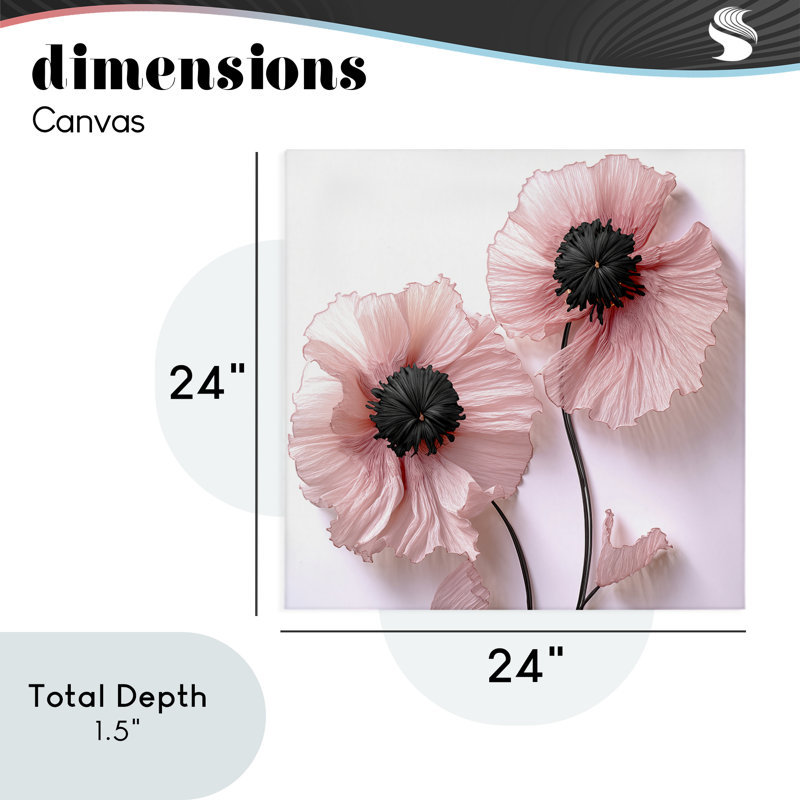 Properly Pink Poppies, toile de Sasha, H 24 po x l 24 po