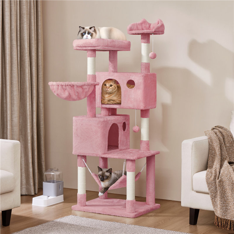 Multiple Level Cat Tree with Scratching Posts, Pink