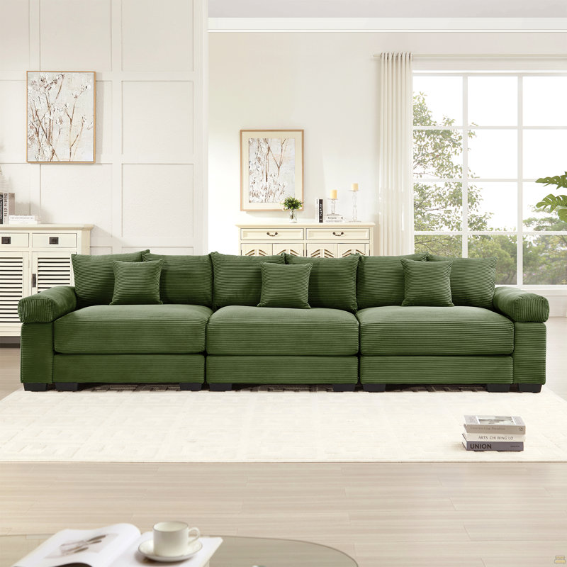 Canapé modulaire surdimensionné de 130 po Cloud, 34,2 po H x 129,9 po H x 33,8 po P, 3, Vert
