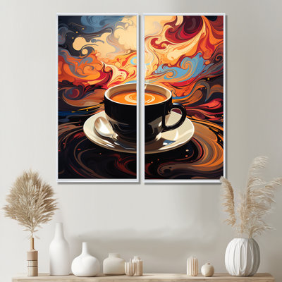 «Yellow Steaming Cup Of Coffee I», impressions d'art traditionnel jaune sur toile