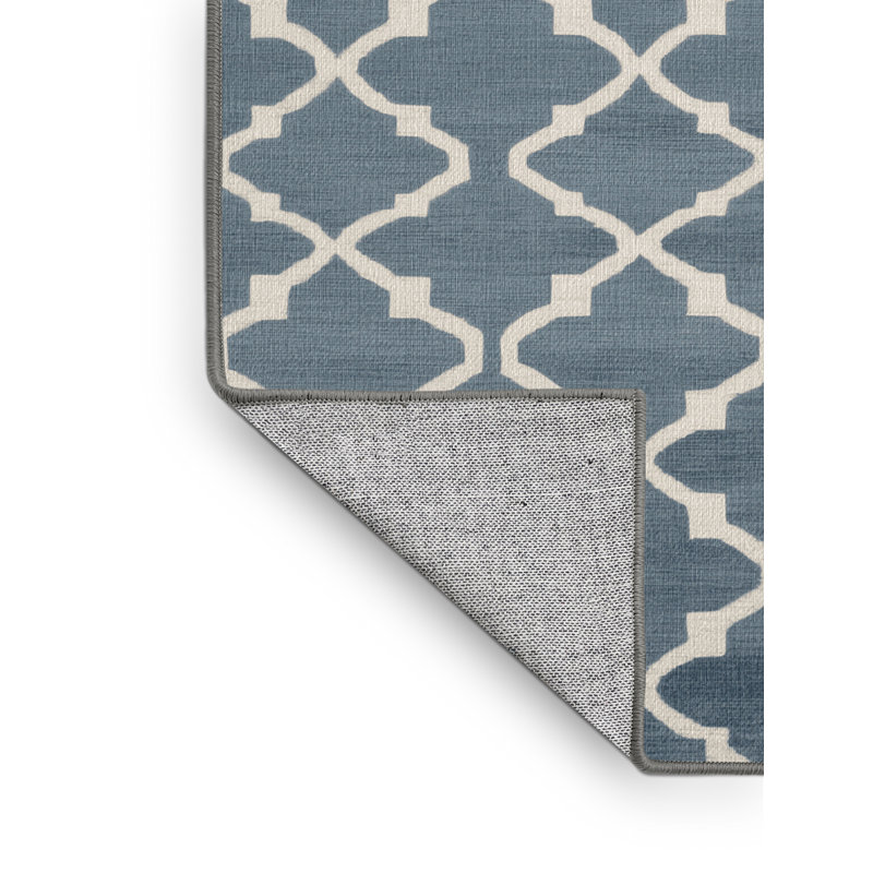 Tapis gris en treillis lavable à la machine, Rectangulaire 8 pi x 10 pi