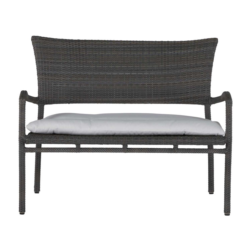 Skye Wicker Garden Bench, Welt, Natural White, Slate Gray