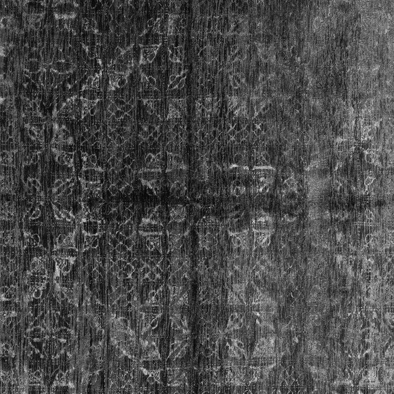 Tapis gris en laine / polyester tissé à la machine Binz, Carré 3 pi