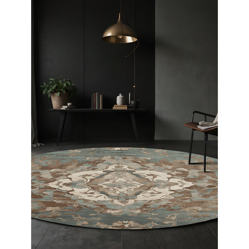 Tapis gris lavable à la machine, Rond 6 pi