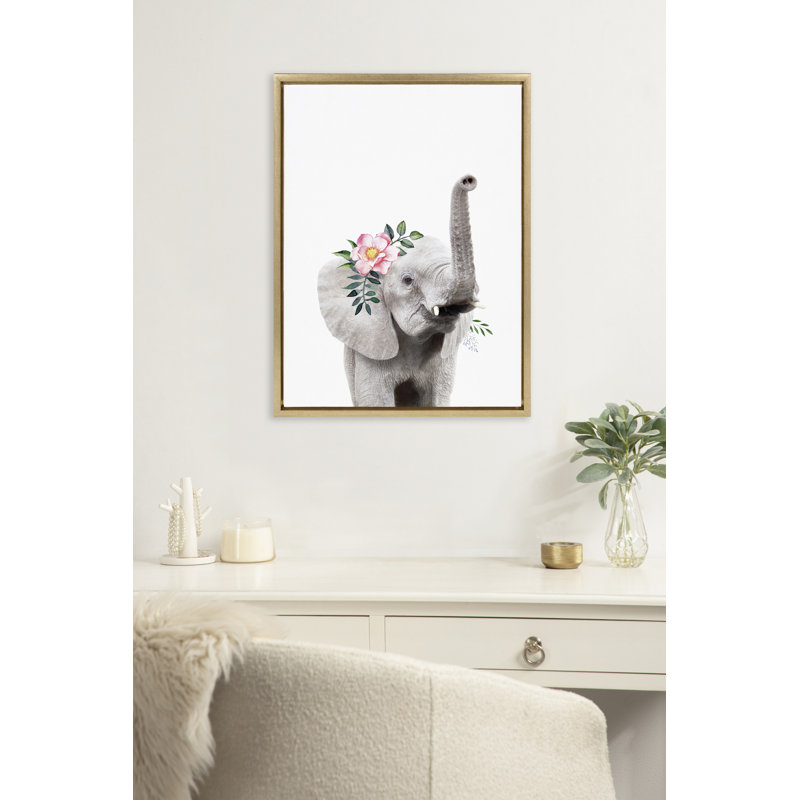 «Flower Crown Elephant» par Amy Peterson, reproduction d'art sur toile encadrée